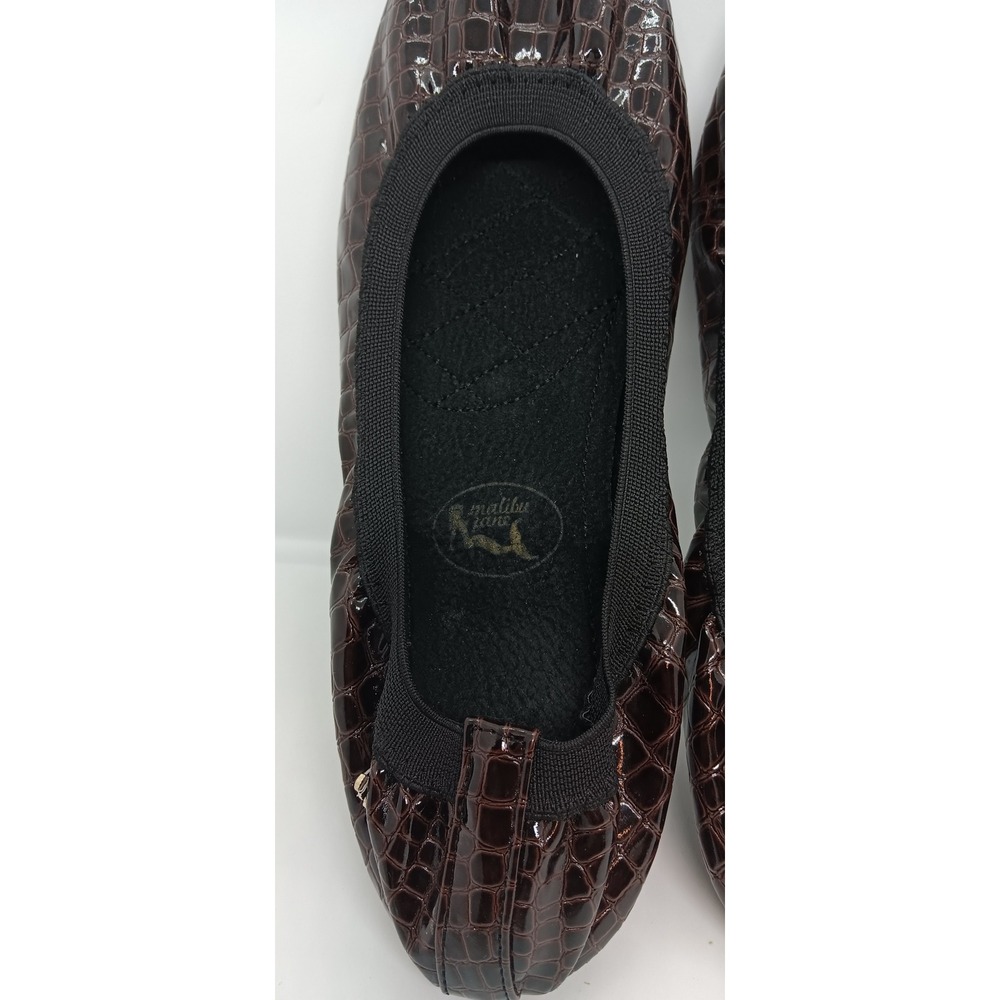 Malibu Jane Brown Crocodile Embossed Faux Leather Ballerina Flats US 10 EU 40 - Picture 8 of 8